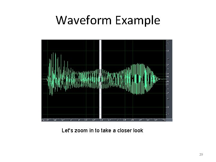 Waveform Example Let's zoom in to take a closer look 29 