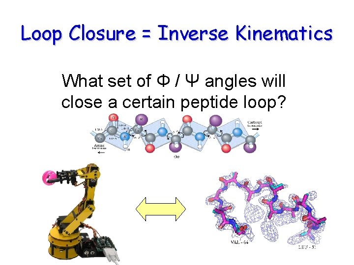 Loop Closure = Inverse Kinematics What set of Φ / Ψ angles will close Loop Closure = Inverse Kinematics What set of Φ / Ψ angles will close