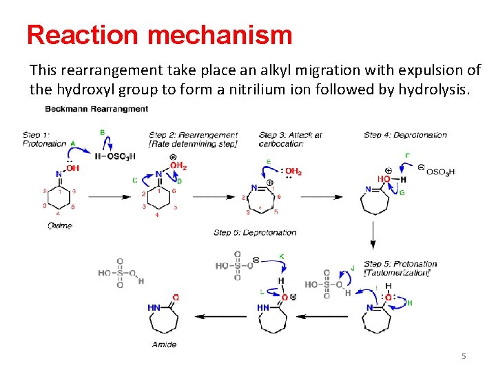 Reaction mechanism This rearrangement take place an alkyl migration with expulsion of the hydroxyl