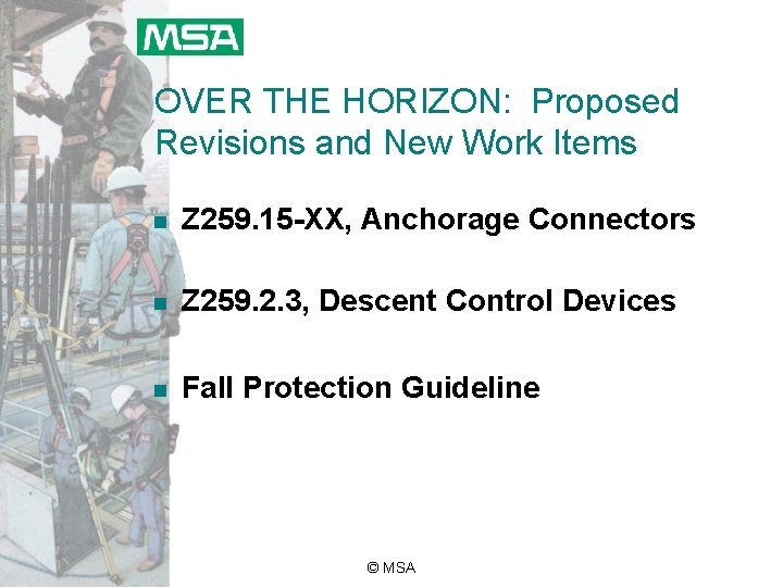OVER THE HORIZON: Proposed Revisions and New Work Items n Z 259. 15 -XX,