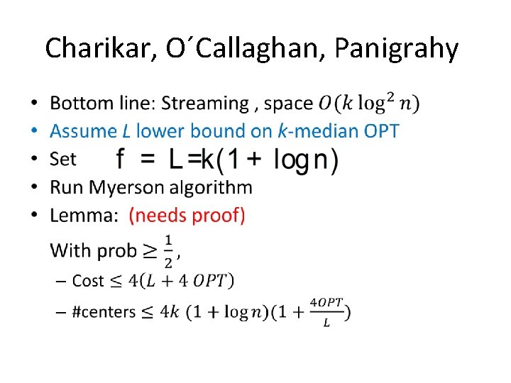 Charikar, O´Callaghan, Panigrahy • 