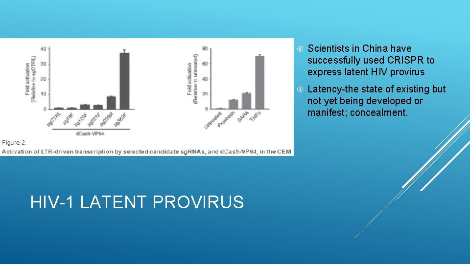 HIV-1 LATENT PROVIRUS Scientists in China have successfully used CRISPR to express latent HIV