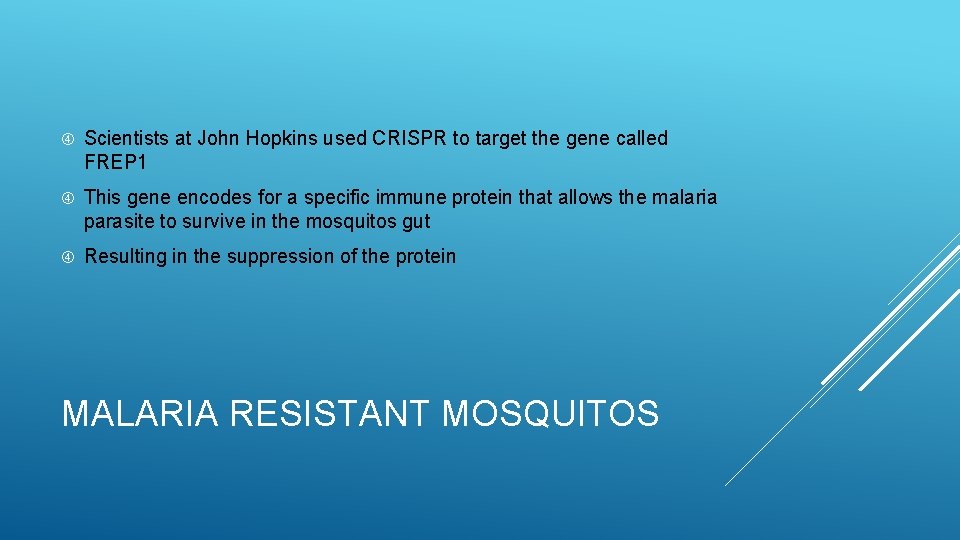  Scientists at John Hopkins used CRISPR to target the gene called FREP 1