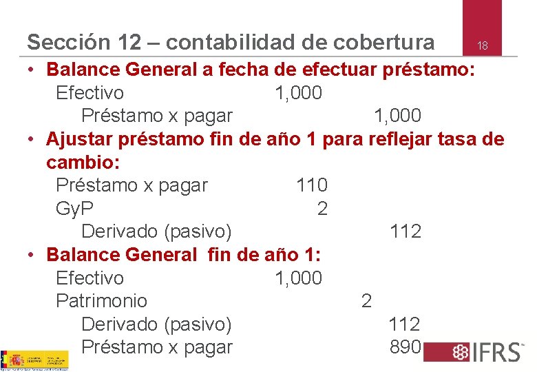 Sección 12 – contabilidad de cobertura 18 • Balance General a fecha de efectuar