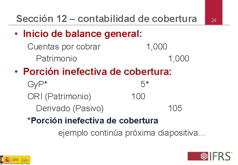 Sección 12 – contabilidad de cobertura • Inicio de balance general: Cuentas por cobrar