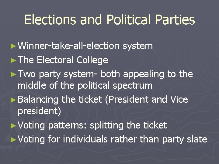 Elections and Political Parties ► Winner-take-all-election ► The system Electoral College ► Two party