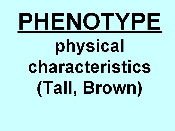 PHENOTYPE physical characteristics (Tall, Brown) 