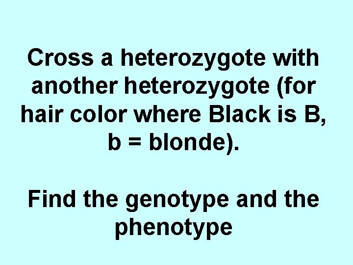 Cross a heterozygote with another heterozygote (for hair color where Black is B, b