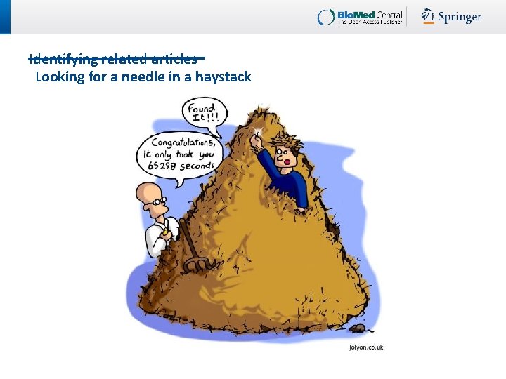 Identifying related articles Looking for a needle in a haystack 