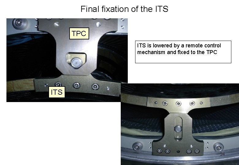 Final fixation of the ITS TPC ITS is lowered by a remote control mechanism