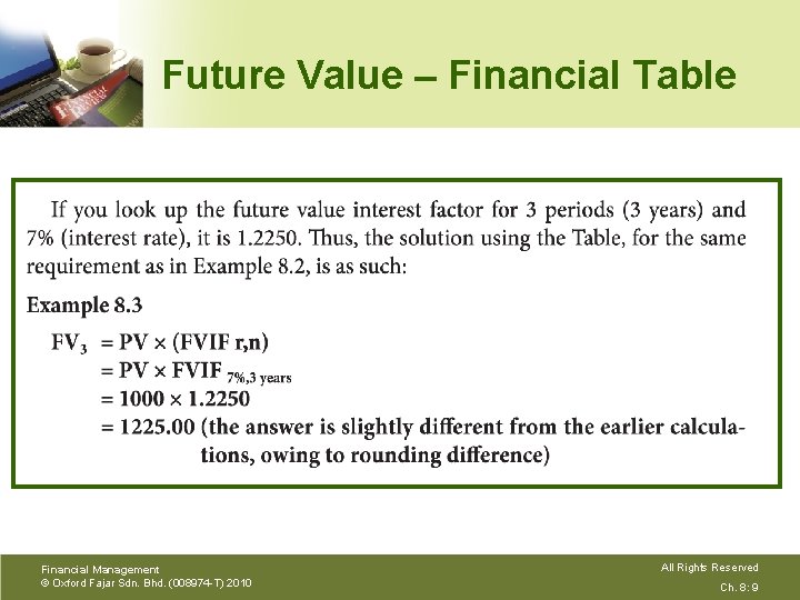 Future Value – Financial Table Financial Management © Oxford Fajar Sdn. Bhd. (008974 -T)