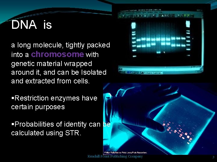 DNA is a long molecule, tightly packed into a chromosome with genetic material wrapped