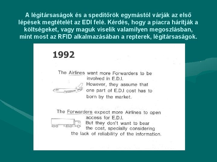 A légitársaságok és a speditőrök egymástól várják az első lépések megtételét az EDI felé.