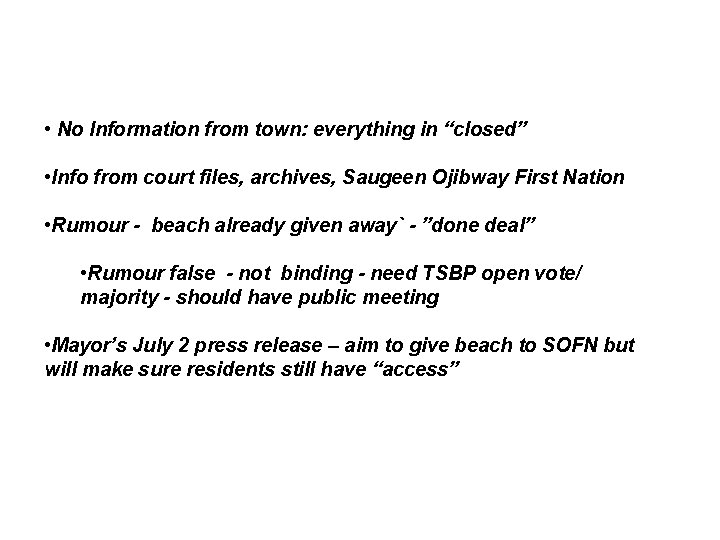  • No Information from town: everything in “closed” • Info from court files,