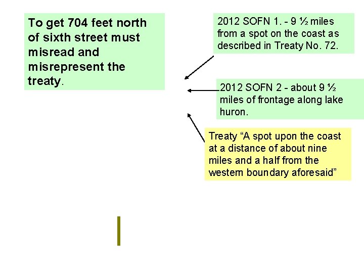 To get 704 feet north of sixth street must misread and misrepresent the treaty.