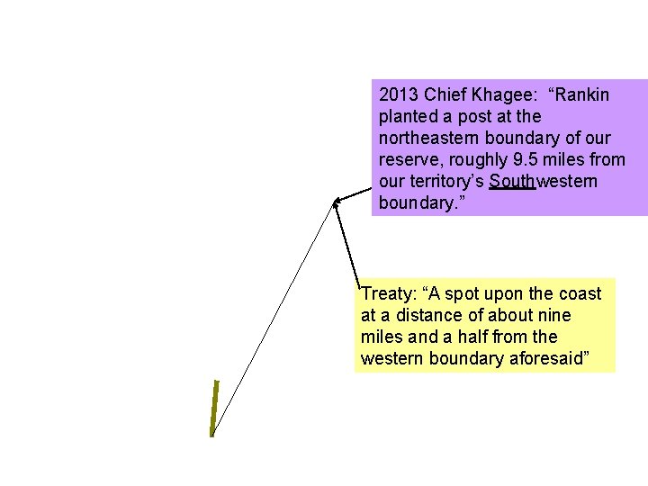 2013 Chief Khagee: “Rankin planted a post at the northeastern boundary of our reserve,