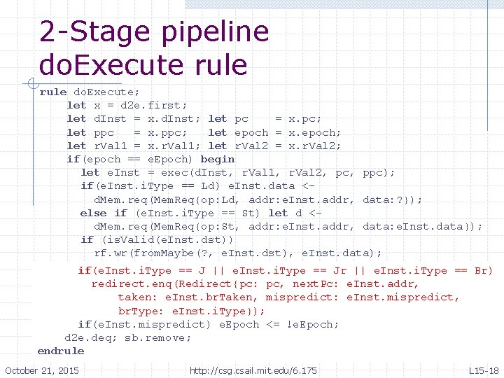 2 -Stage pipeline do. Execute rule do. Execute; let x = d 2 e.