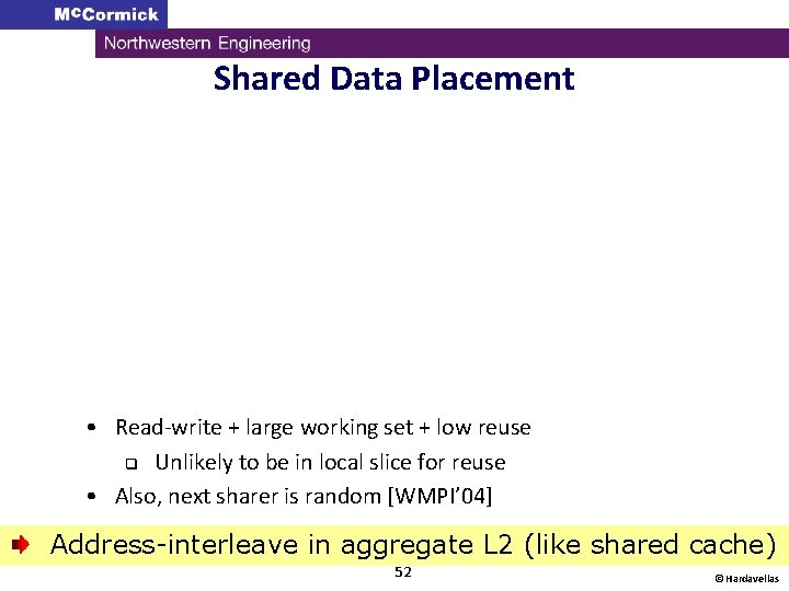 Shared Data Placement • Read-write + large working set + low reuse q Unlikely