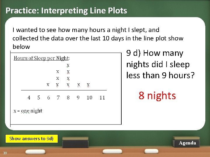 Practice: Interpreting Line Plots I wanted to see how many hours a night I