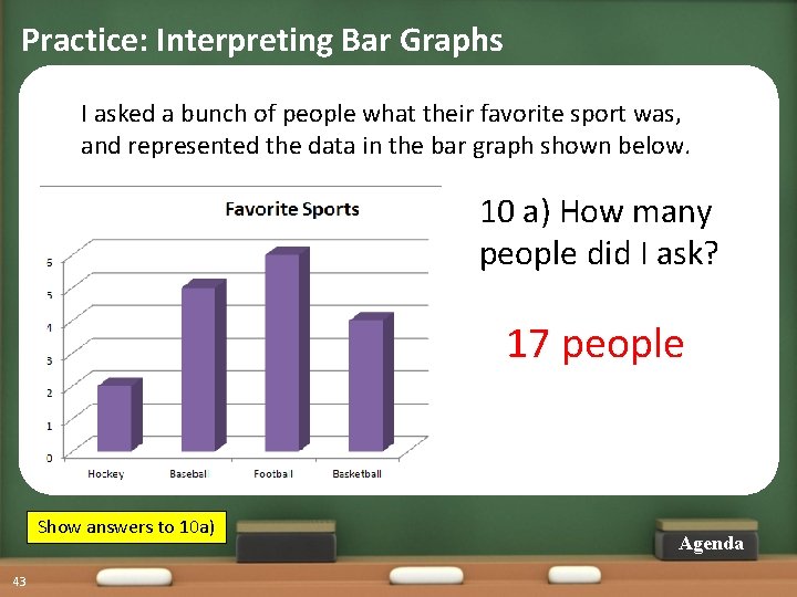 Practice: Interpreting Bar Graphs I asked a bunch of people what their favorite sport