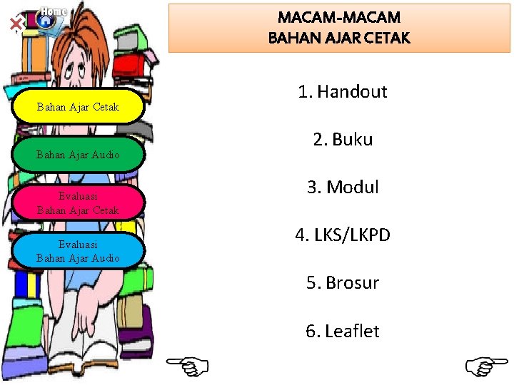 MACAM-MACAM BAHAN AJAR CETAK Bahan Ajar Cetak Bahan Ajar Audio Evaluasi Bahan Ajar Cetak