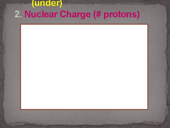 (under) 2. Nuclear Charge (# protons) 