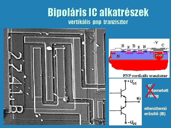 Bipoláris IC alkatrészek vertikális pnp tranzisztor n+ eltemetett réteg ellenütemű erősítő (B) 