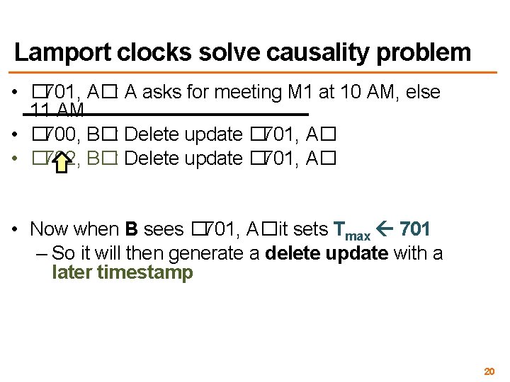 Lamport clocks solve causality problem • � 701, A�: A asks for meeting M