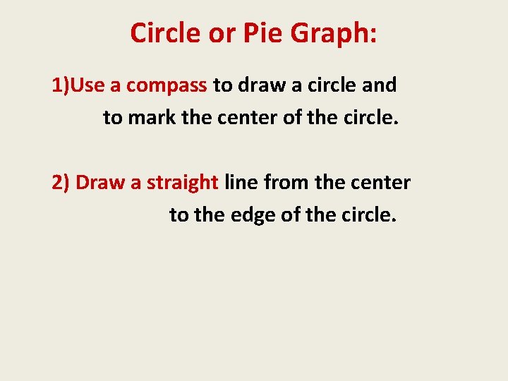 Circle or Pie Graph: 1)Use a compass to draw a circle and to mark
