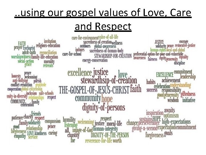 . . using our gospel values of Love, Care and Respect 
