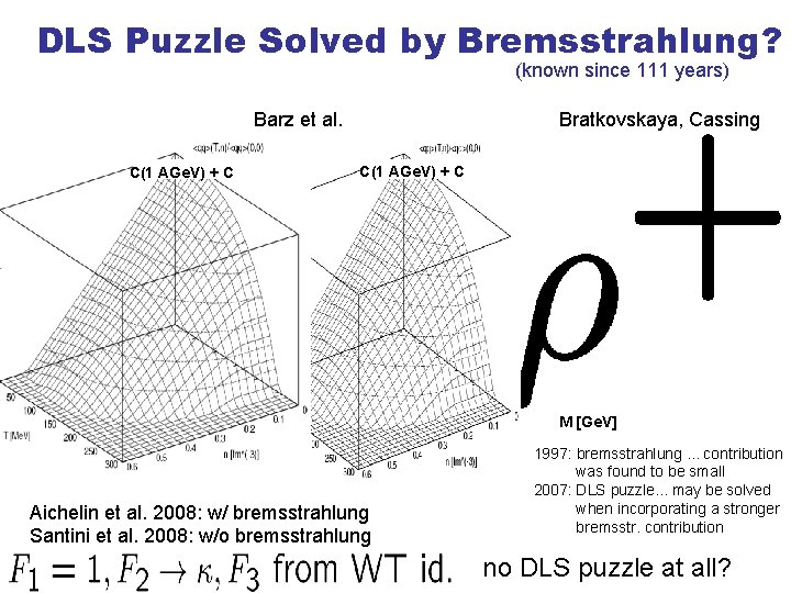 DLS Puzzle Solved by Bremsstrahlung? (known since 111 years) Barz et al. C(1 AGe.