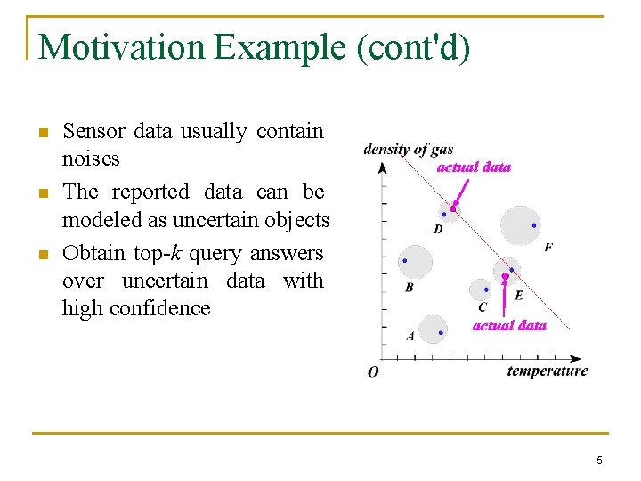 Motivation Example (cont'd) n n n Sensor data usually contain noises The reported data