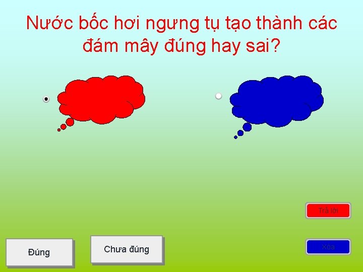 Nước bốc hơi ngưng tụ tạo thành các đám mây đúng hay sai? Trả