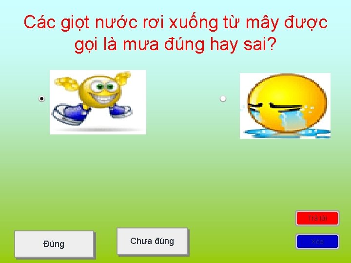 Các giọt nước rơi xuống từ mây được gọi là mưa đúng hay sai?