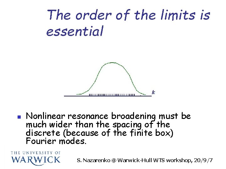 The order of the limits is essential n Nonlinear resonance broadening must be much