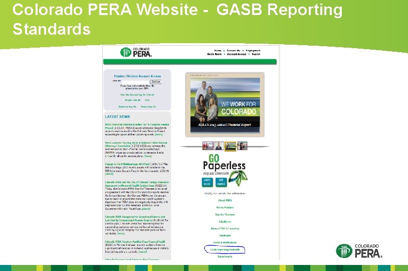 Colorado PERA Website - GASB Reporting Standards 