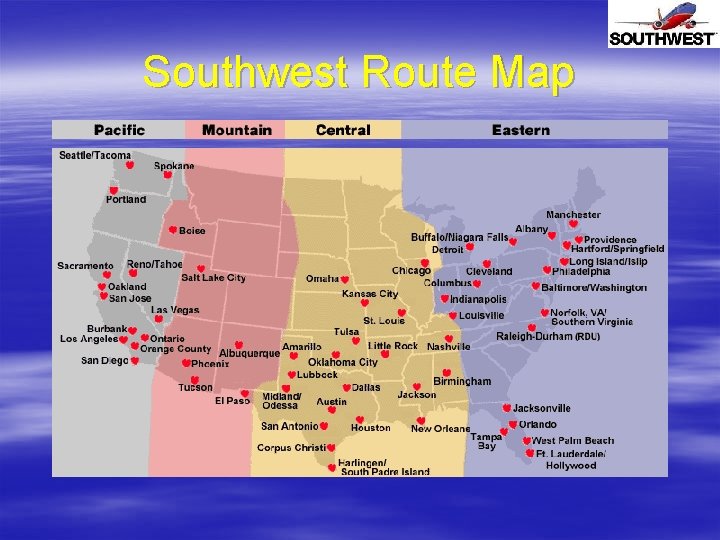 Southwest Route Map 