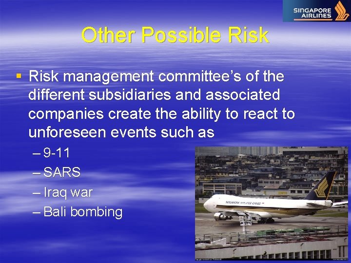 Other Possible Risk § Risk management committee’s of the different subsidiaries and associated companies