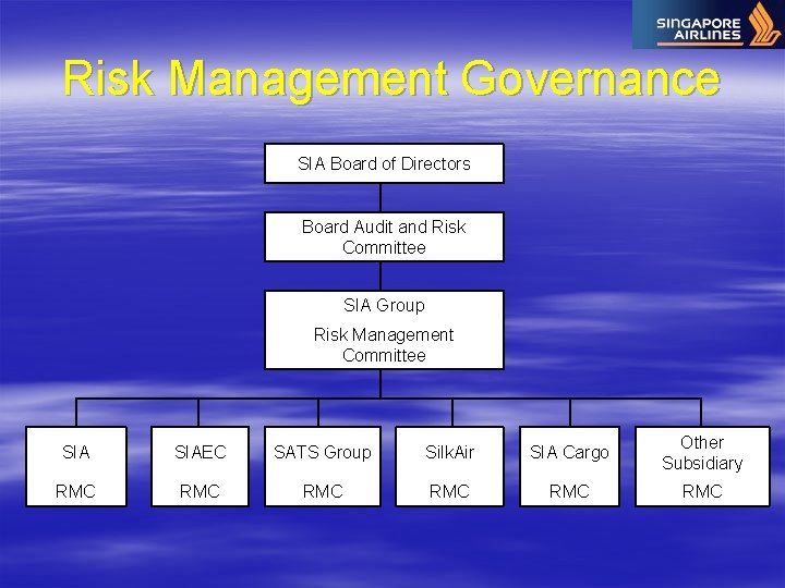 Risk Management Governance SIA Board of Directors Board Audit and Risk Committee SIA Group