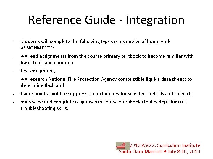 Reference Guide - Integration • • • Students will complete the following types or