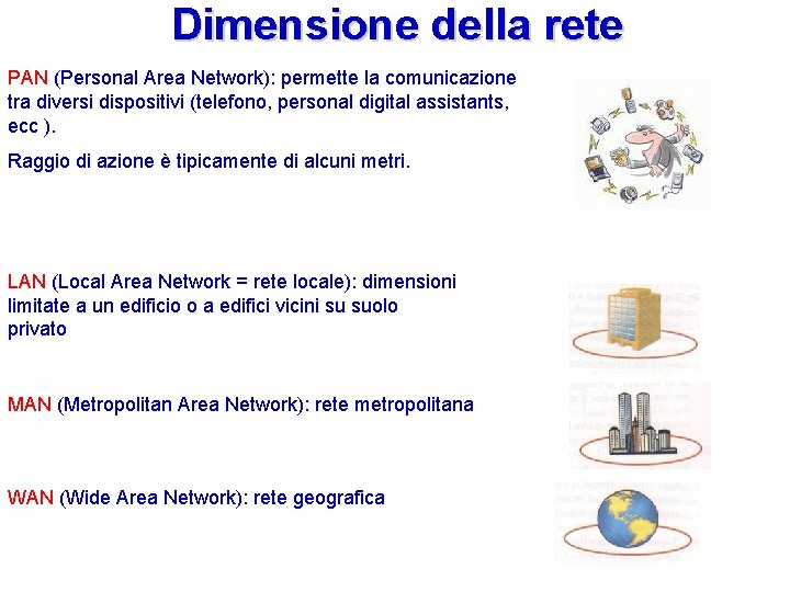 Dimensione della rete PAN (Personal Area Network): permette la comunicazione tra diversi dispositivi (telefono,