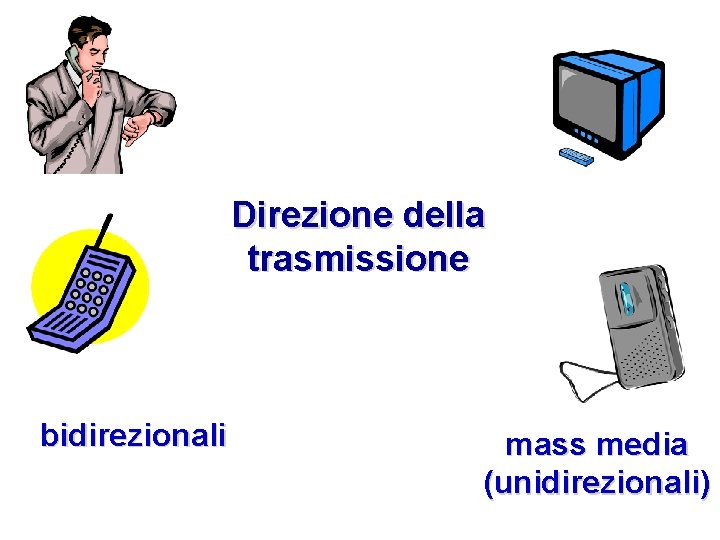 Direzione della trasmissione bidirezionali mass media (unidirezionali) 