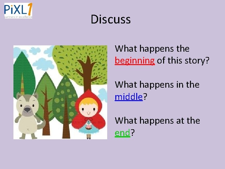 Discuss What happens the beginning of this story? What happens in the middle? What