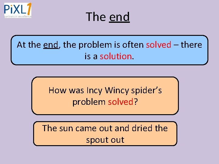 The end At the end, the problem is often solved – there is a