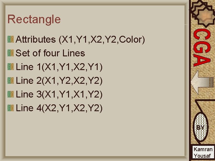 Rectangle Attributes (X 1, Y 1, X 2, Y 2, Color) Set of four
