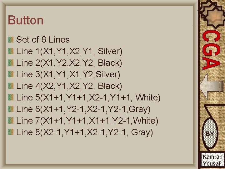 Button Set of 8 Lines Line 1(X 1, Y 1, X 2, Y 1,