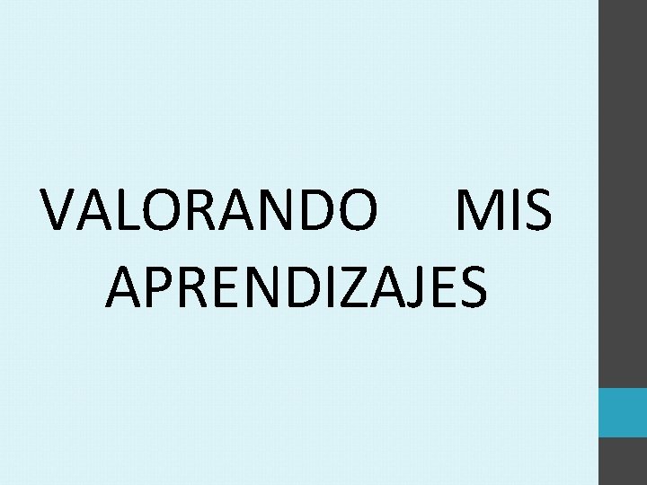 VALORANDO MIS APRENDIZAJES 