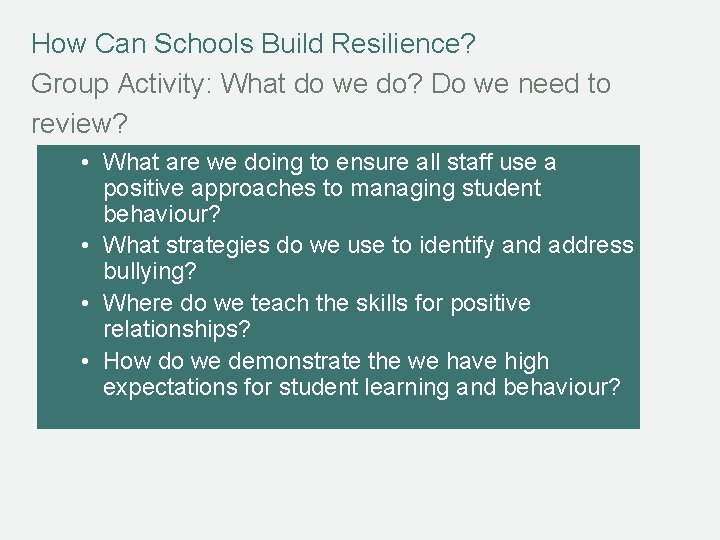 Building Resilience in Children and Young People How