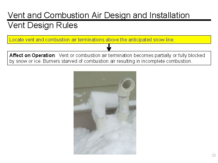 Vent and Combustion Air Design and Installation Vent Design Rules Locate vent and combustion