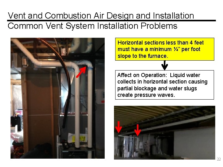 Vent and Combustion Air Design and Installation Common Vent System Installation Problems Horizontal sections